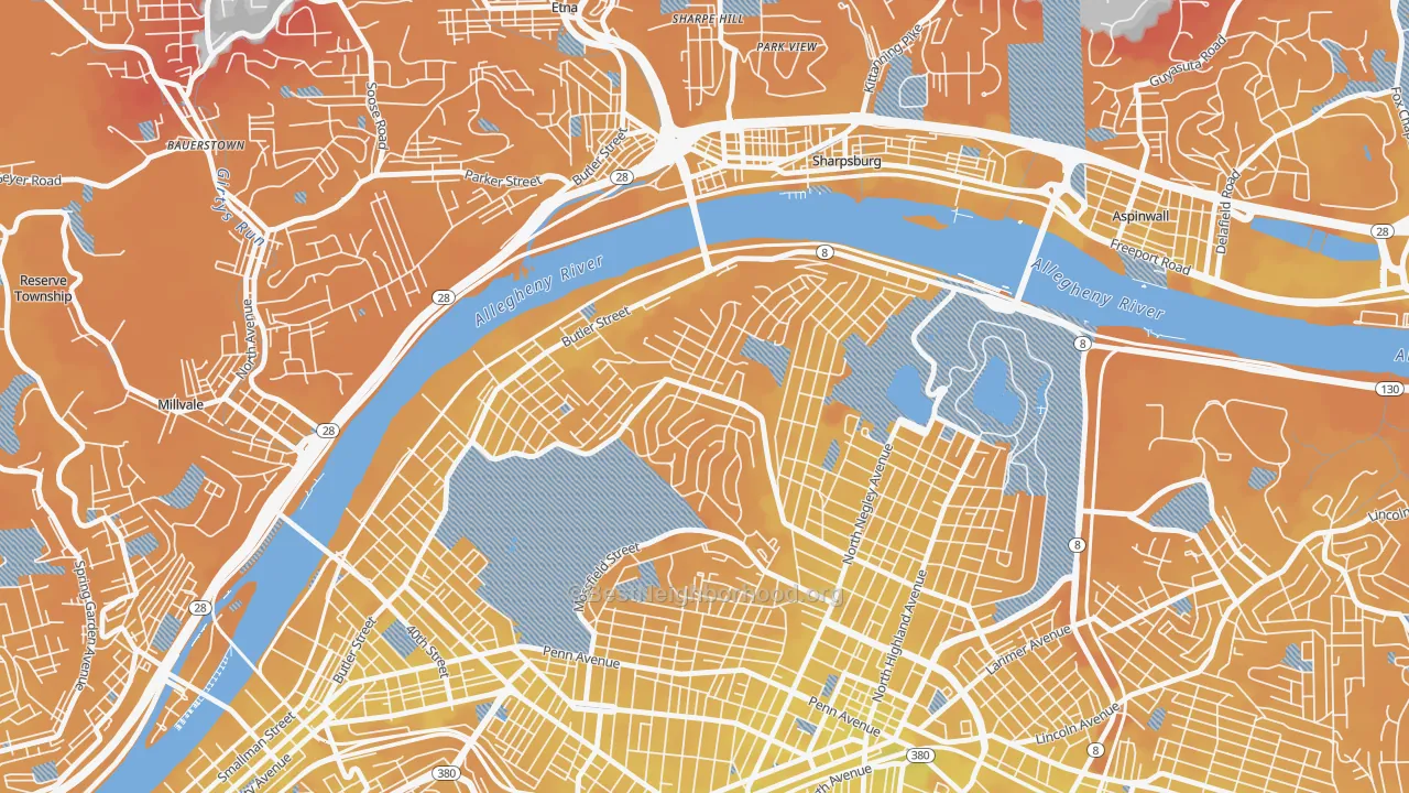 Transit Grade map of Stanton Heights, Pittsburgh, PA