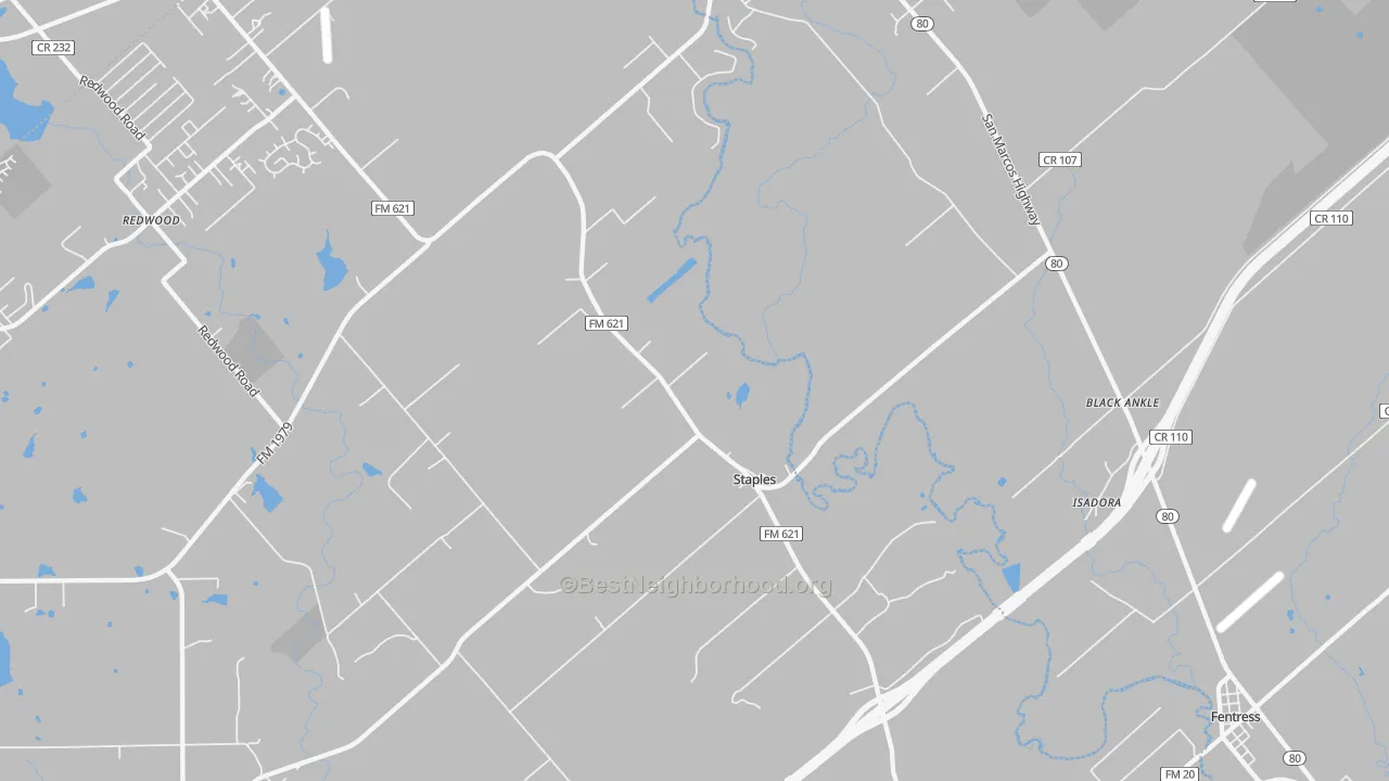 Transit Grade map of Staples, TX