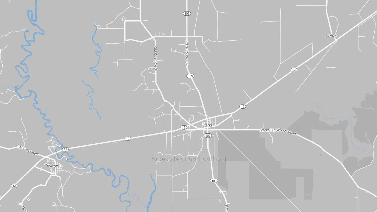 Transit Grade map of Starks, LA