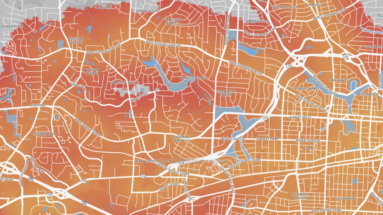 Transit Grade map of Starmount Forest, Greensboro, NC