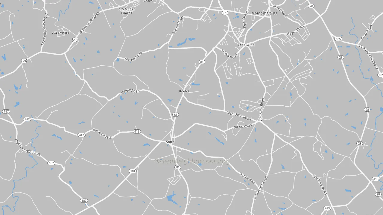 Transit Grade map of Starr, SC
