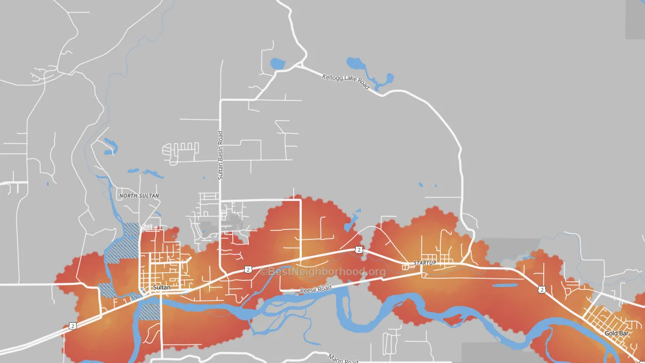 Transit Grade map of Startup, WA