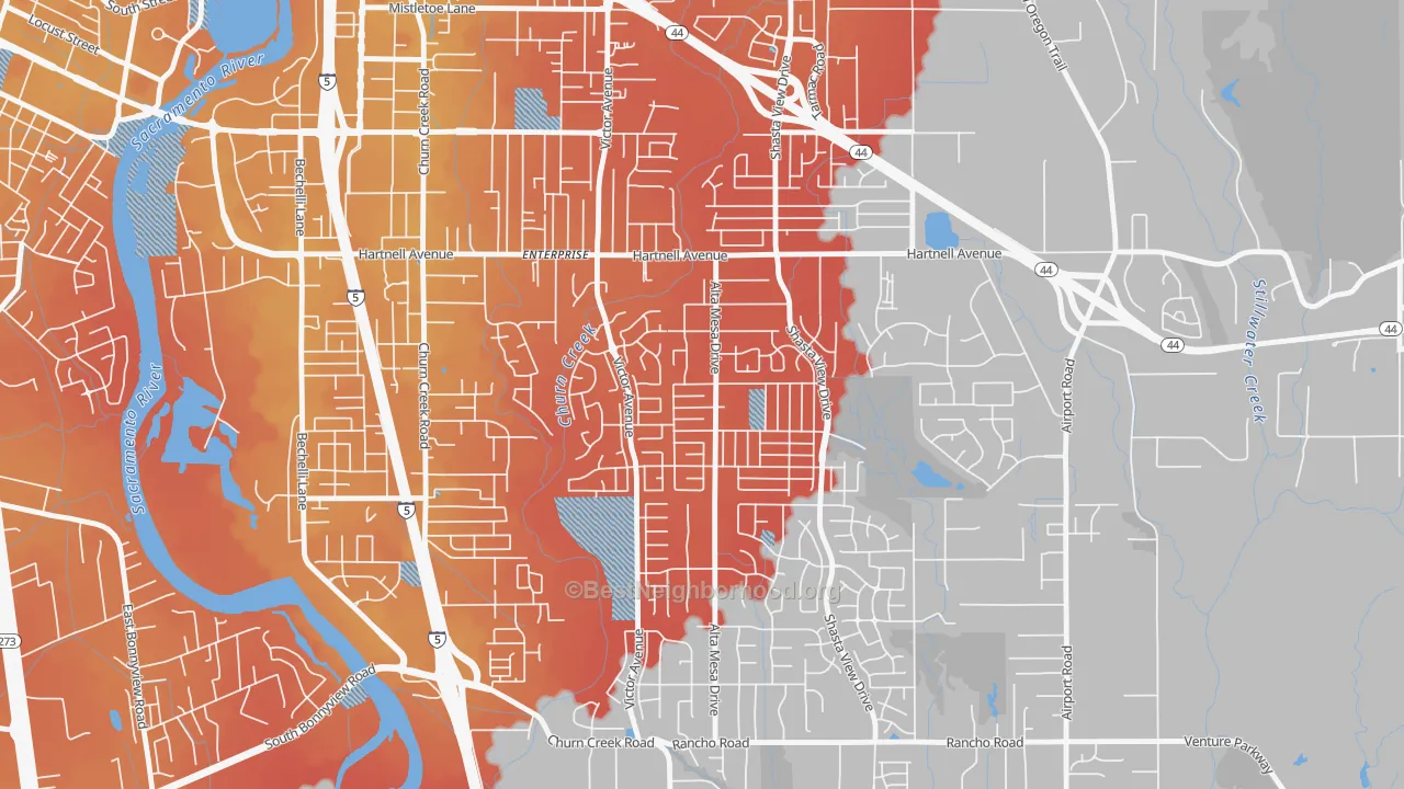 Transit Grade map of Starview, Redding, CA