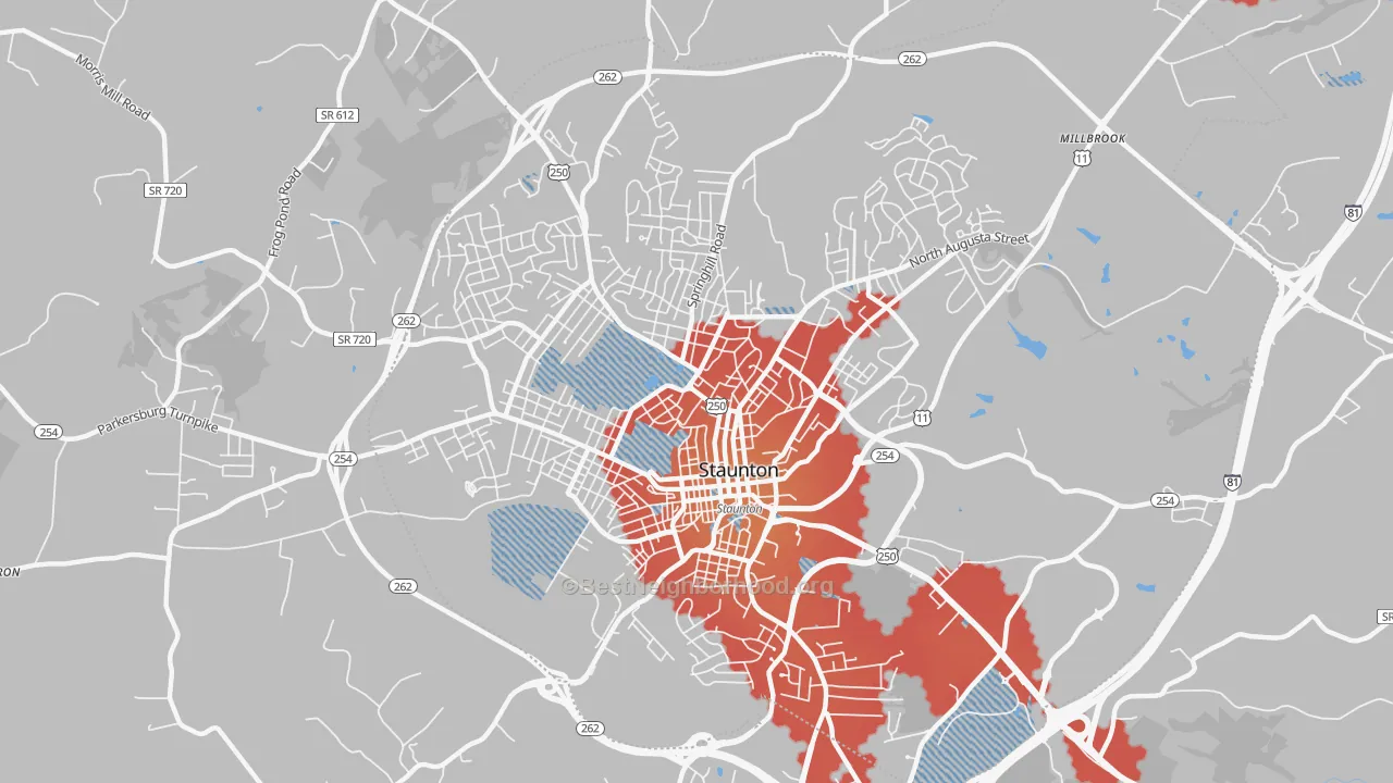 Transit Grade map of Staunton City, VA