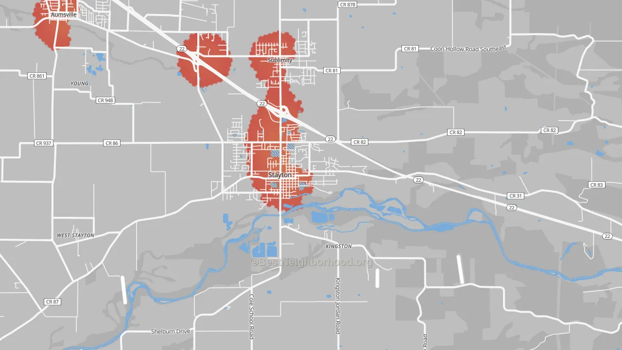 Transit Grade map of Stayton, OR