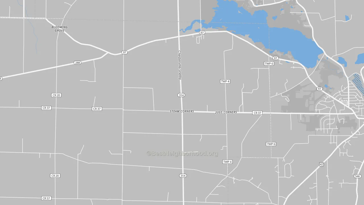 Transit Grade map of Steam Corners, OH