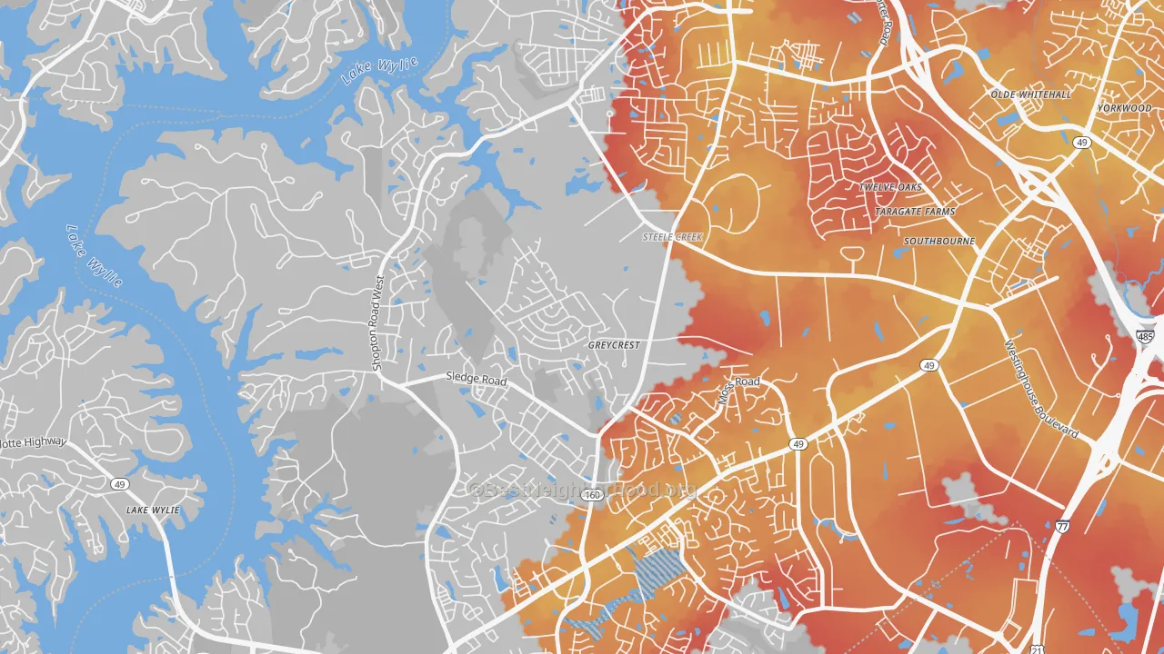 Transit Grade map of Steele Creek, Charlotte, NC
