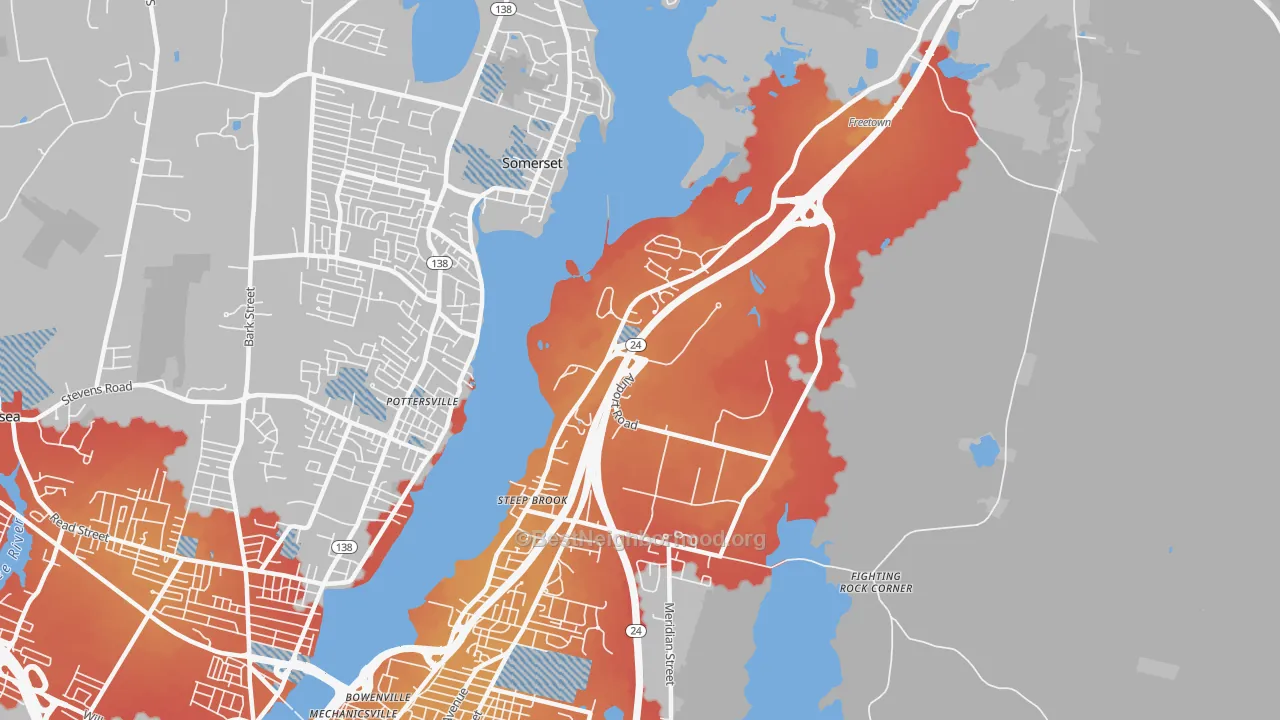 Transit Grade map of Steep Brook, Fall River, MA