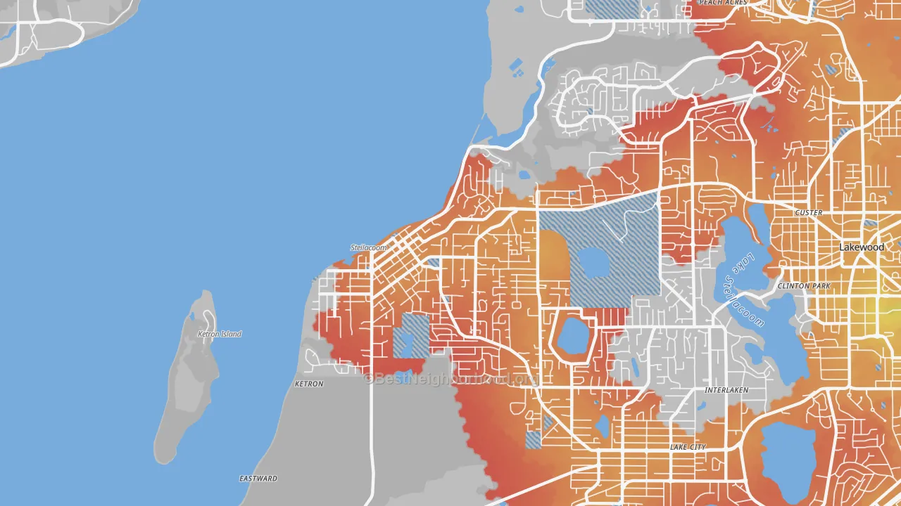 Transit Grade map of Steilacoom, WA