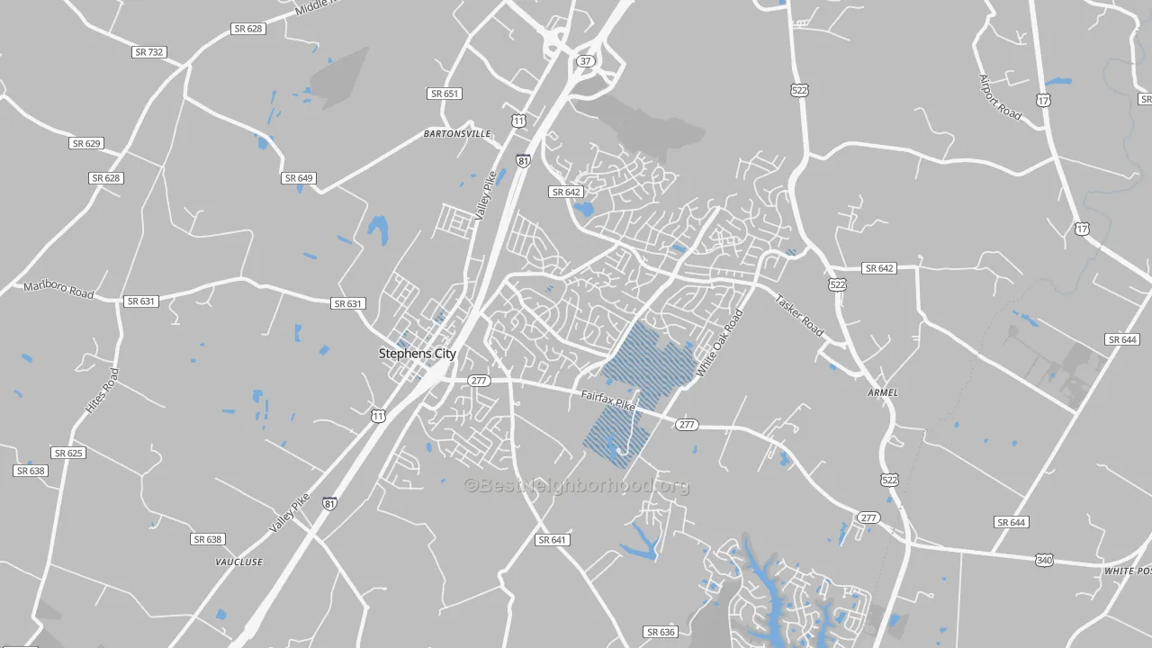 Transit Grade map of Stephens City, VA