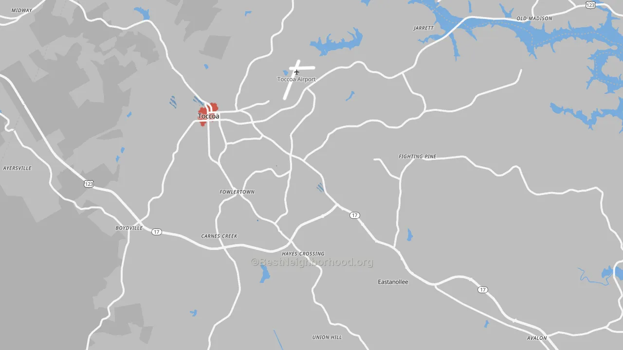Transit Grade map of Stephens County, GA