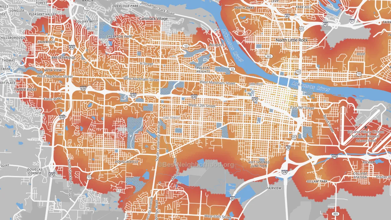 Transit Grade map of Stephens, Little Rock, AR