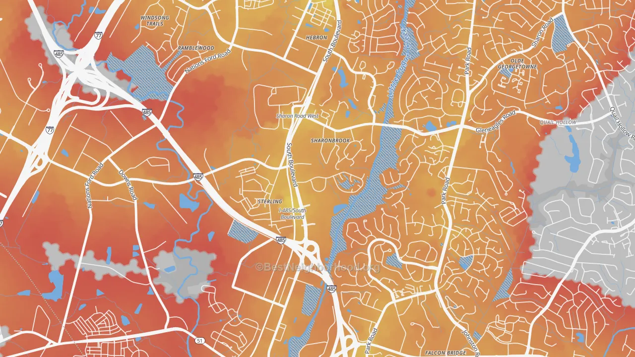Transit Grade map of Sterling, Charlotte, NC