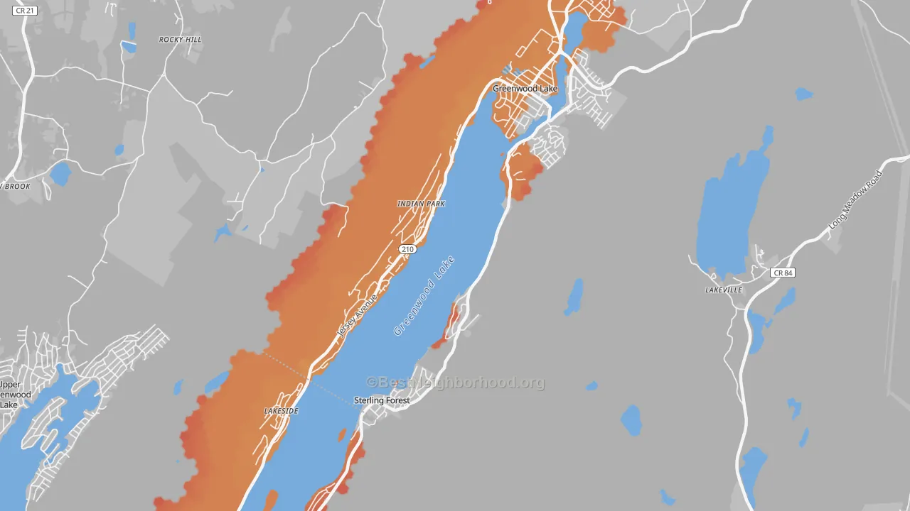 Transit Grade map of Sterling Forest, NY