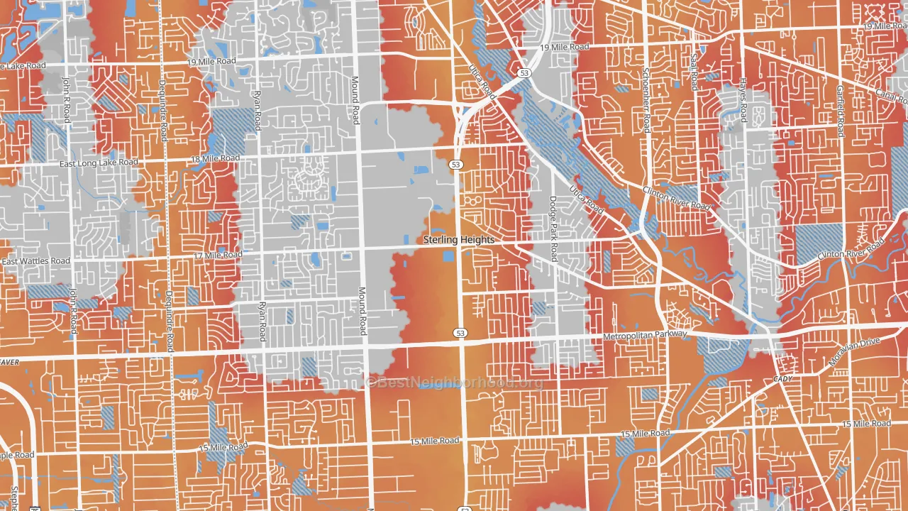 Transit Grade map of Sterling Heights, MI