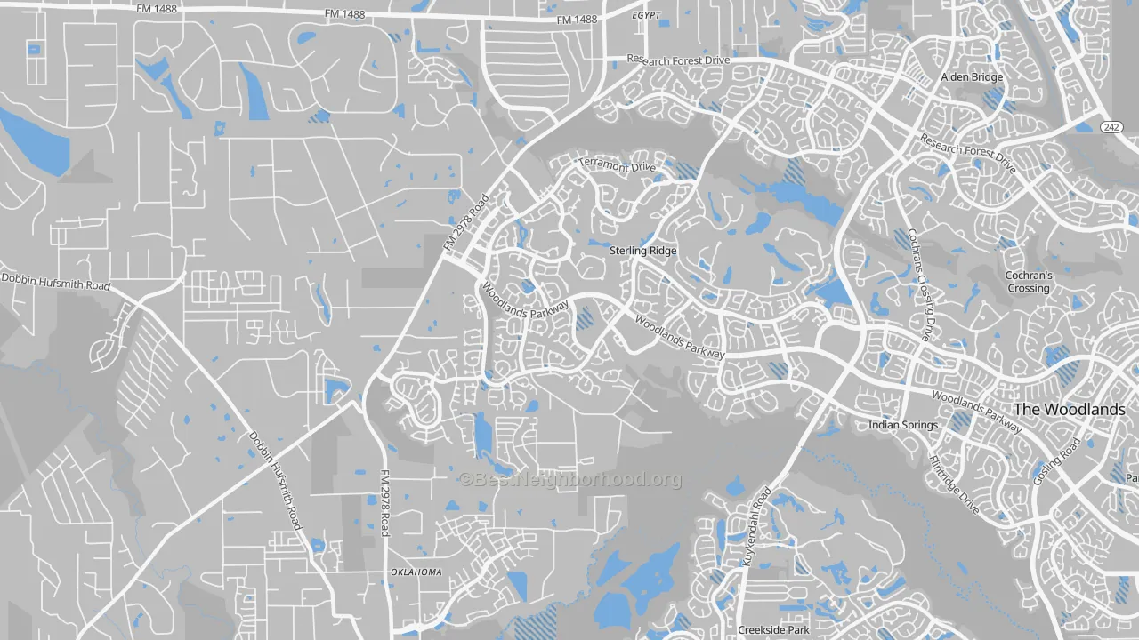 Transit Grade map of Sterling Ridge, The Woodlands, TX