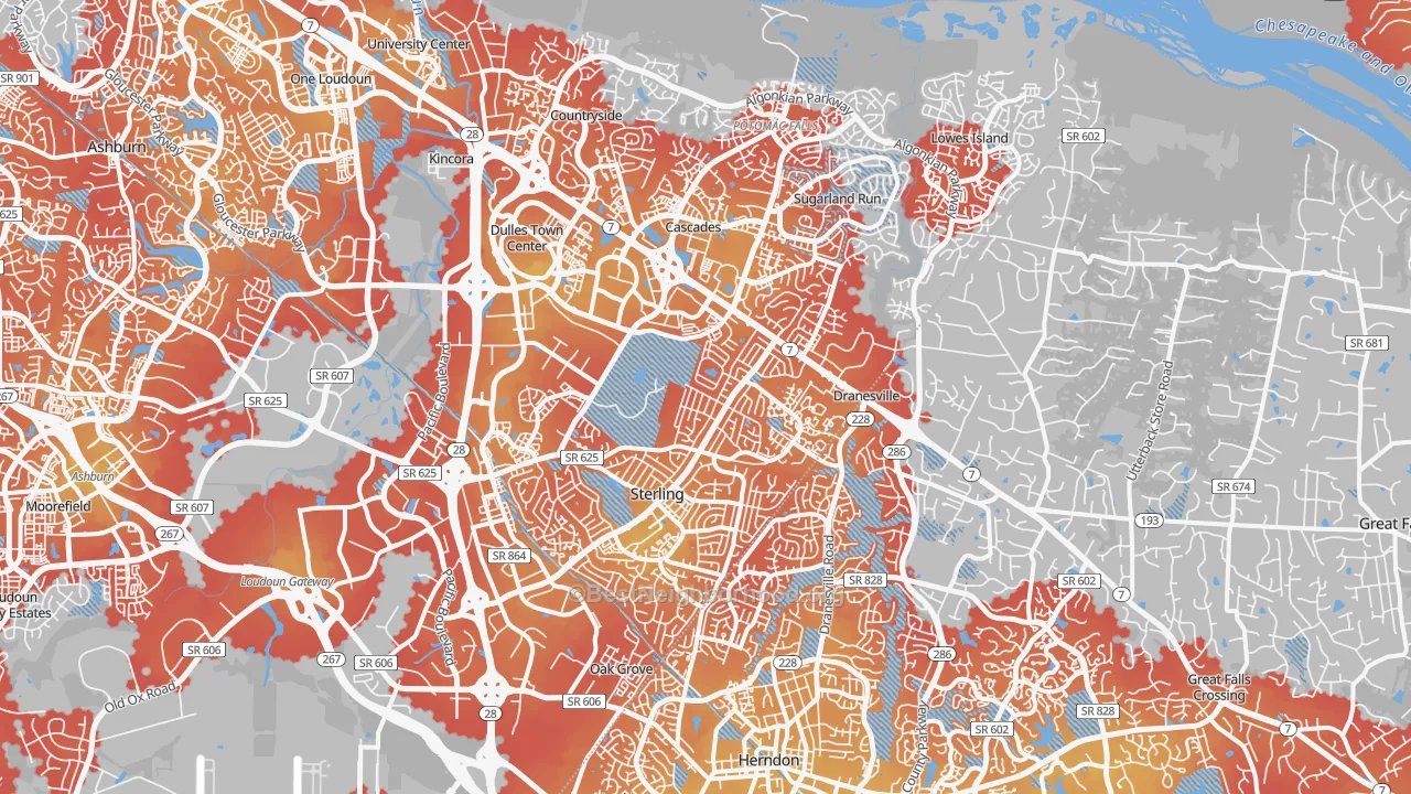 Transit Grade map of Sterling, VA
