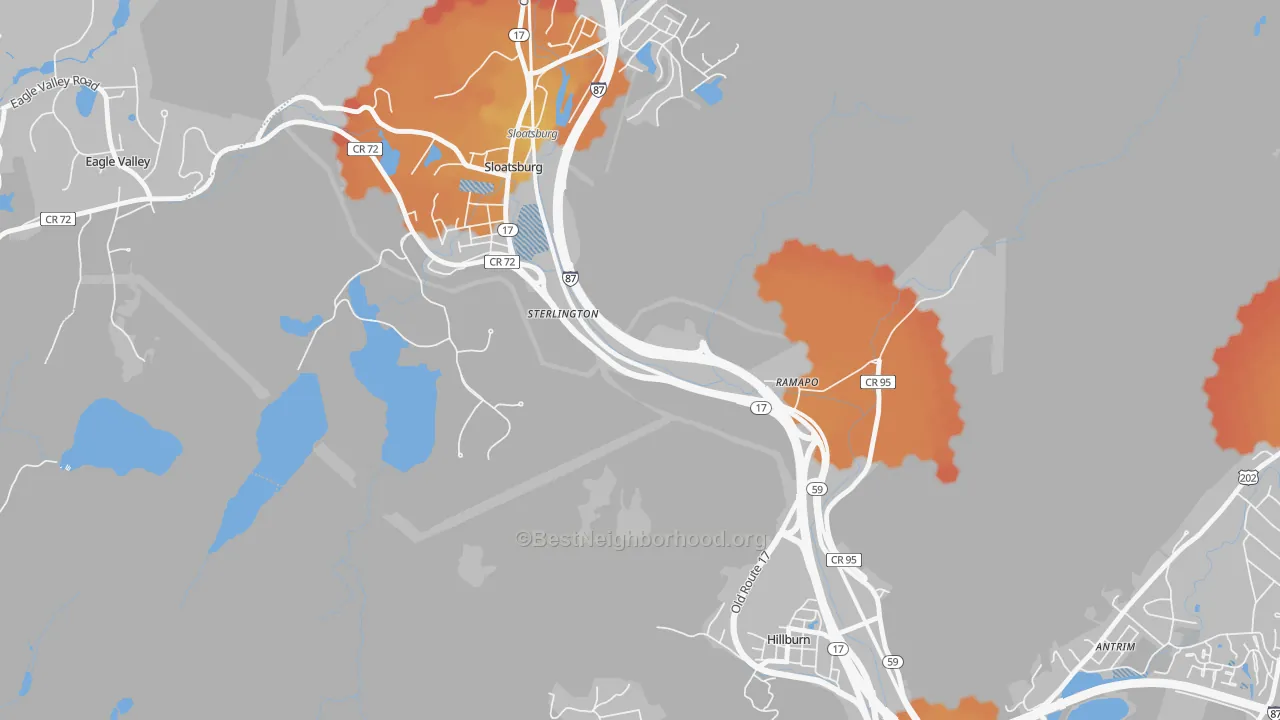Transit Grade map of Sterlington, NY