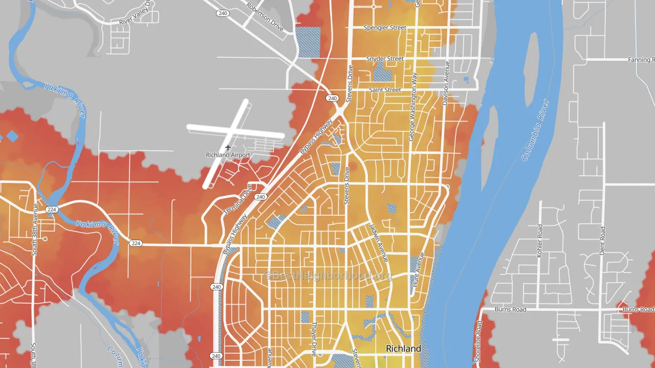 Transit Grade map of Stevens Triangle, Richland, WA