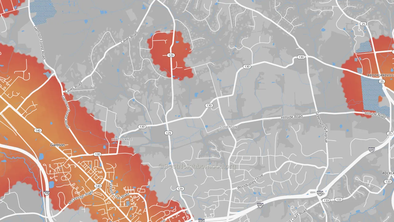 Transit Grade map of Stevenson, MD