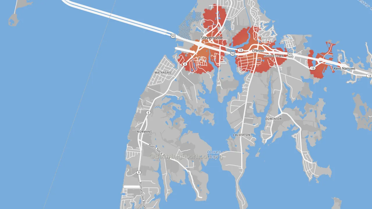 Transit Grade map of Stevensville, MD