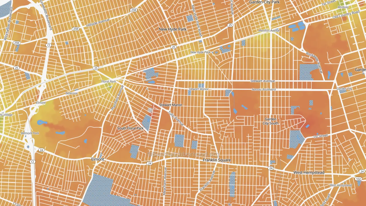 Transit Grade map of Stewart Manor, NY