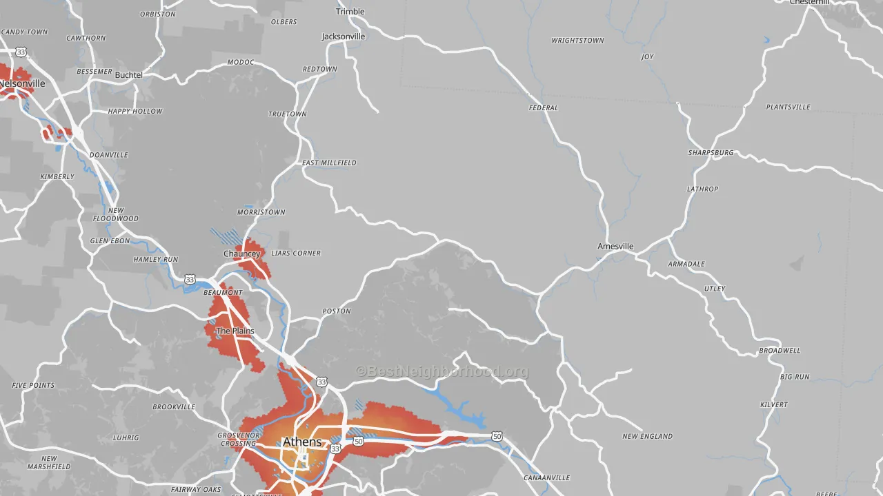 Transit Grade map of Stewart, OH