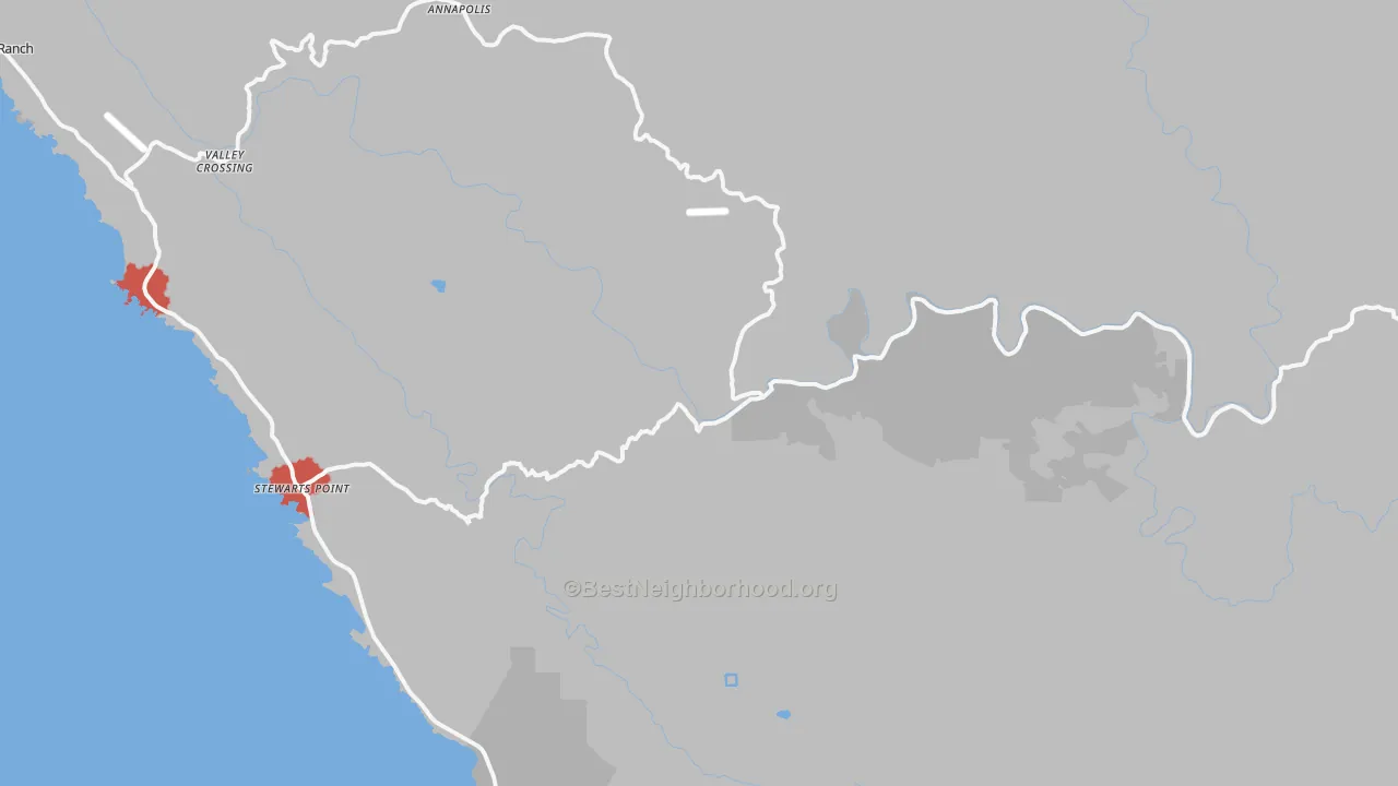 Transit Grade map of Stewarts Point, CA