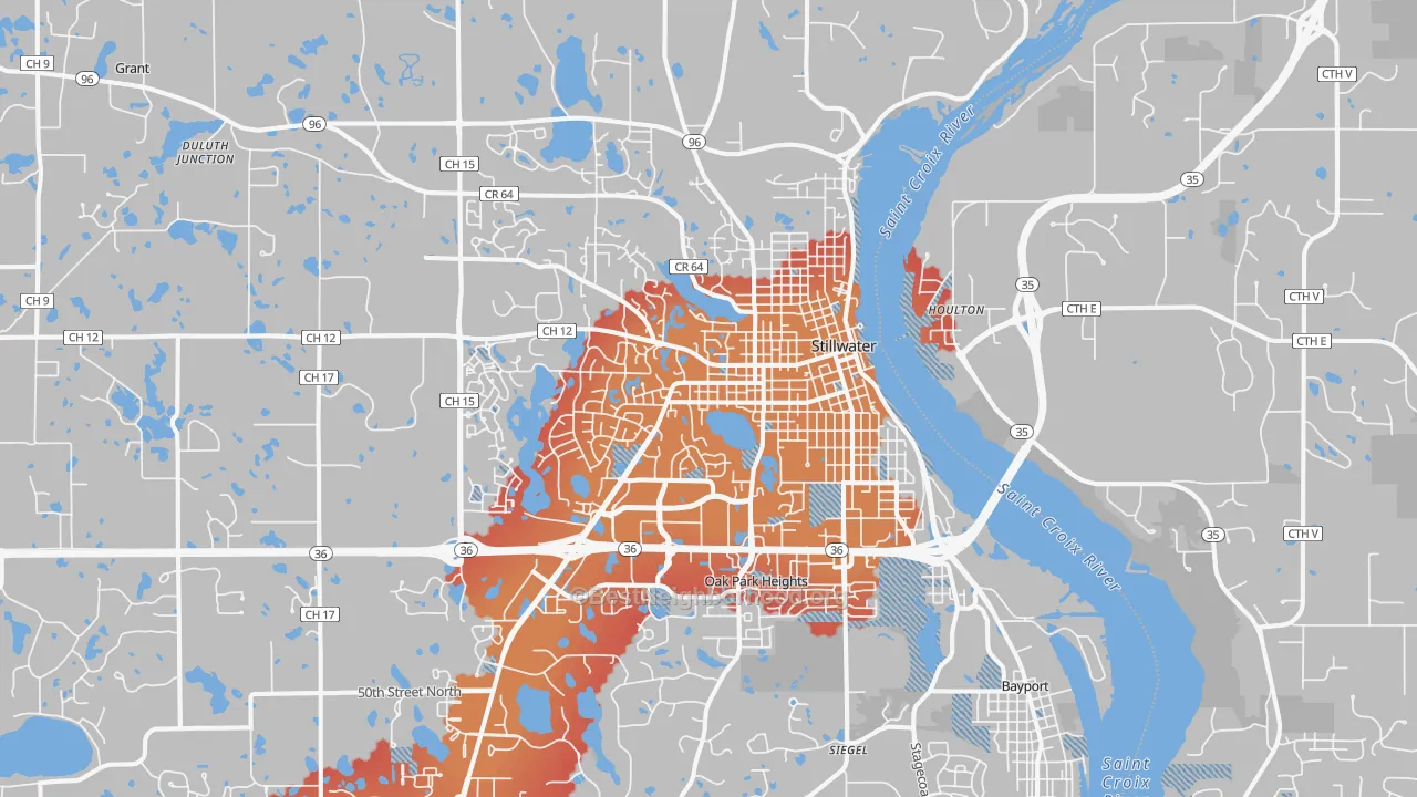 Transit Grade map of Stillwater, MN