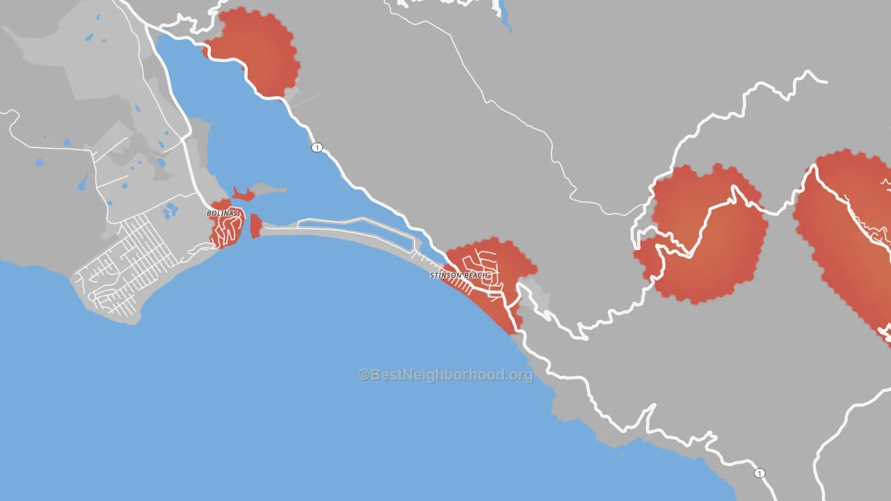 Transit Grade map of Stinson Beach, CA