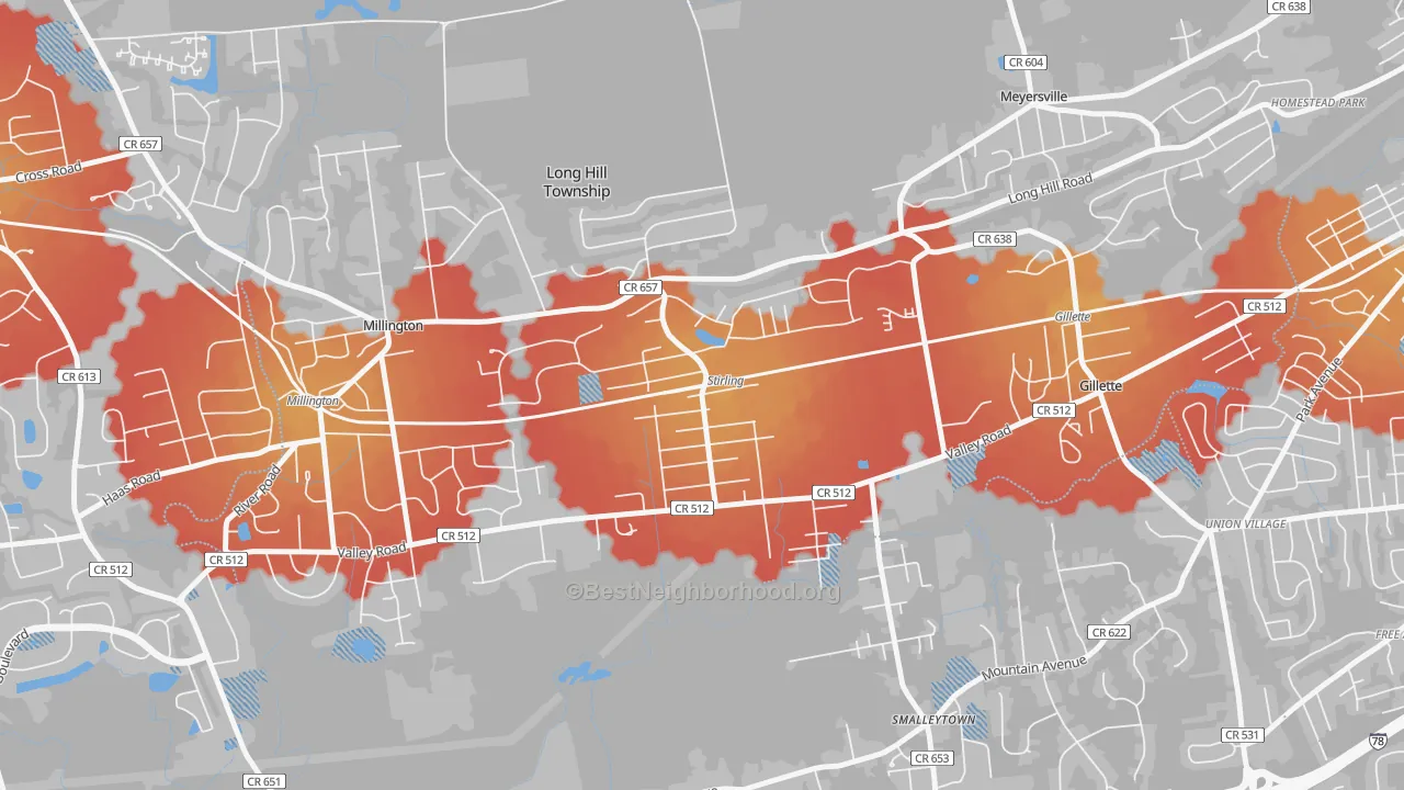 Transit Grade map of Stirling, NJ