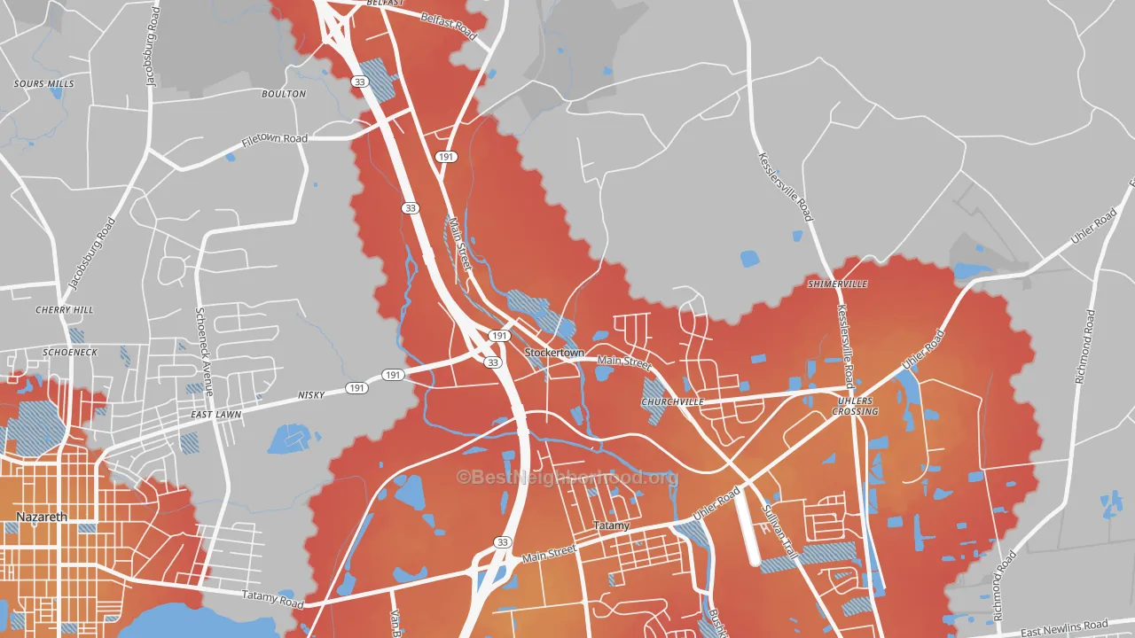 Transit Grade map of Stockertown, PA