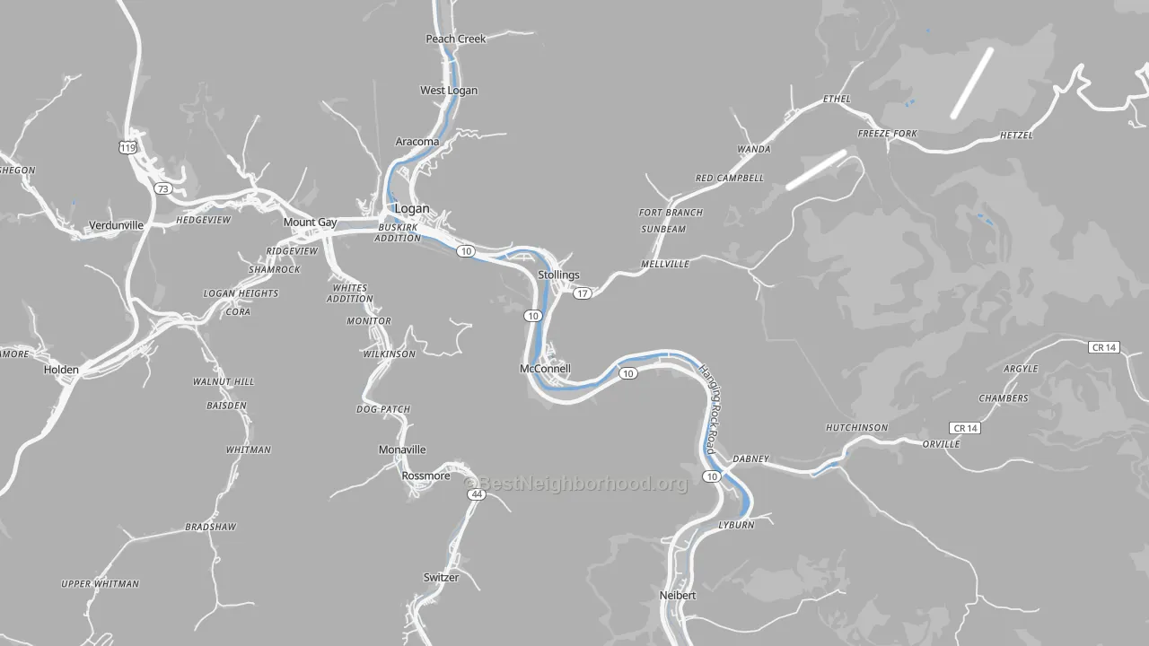Transit Grade map of Stollings, WV