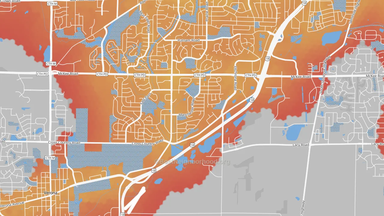 Transit Grade map of Stone Meadows, Madison, WI