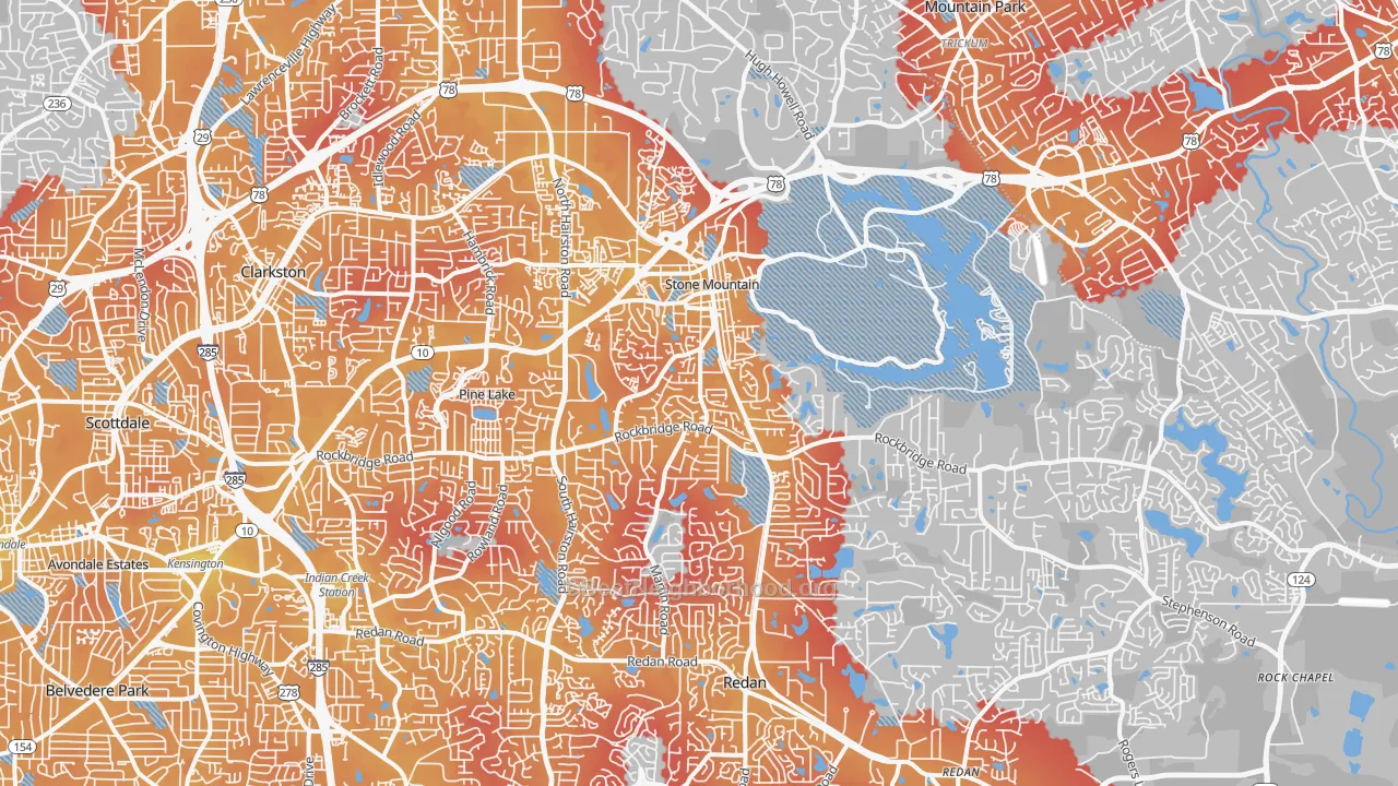 Transit Grade map of Stone Mountain, GA