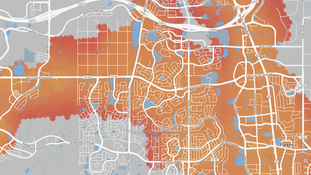 Transit Grade map of Stonegate, CO