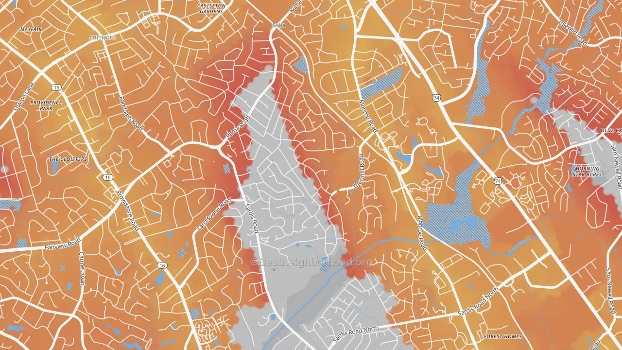Transit Grade map of Stonehaven, Charlotte, NC