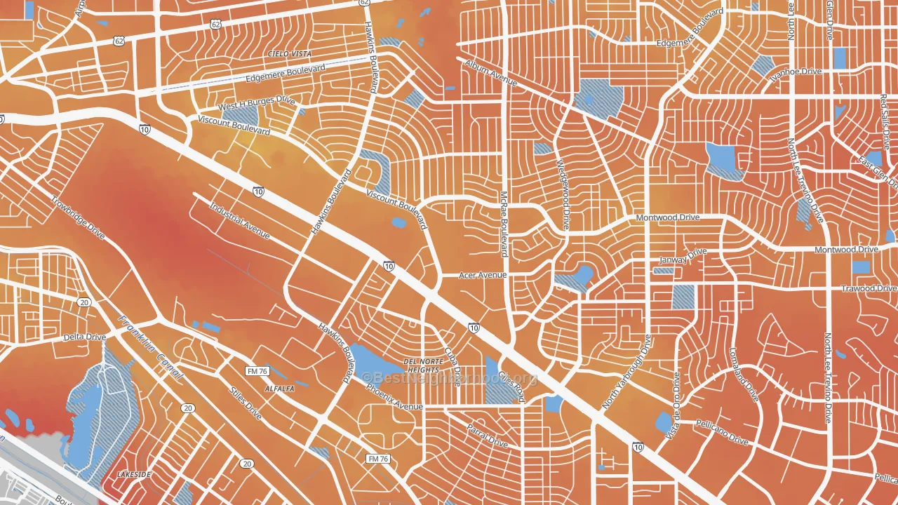 Transit Grade map of Stonehaven, El Paso, TX
