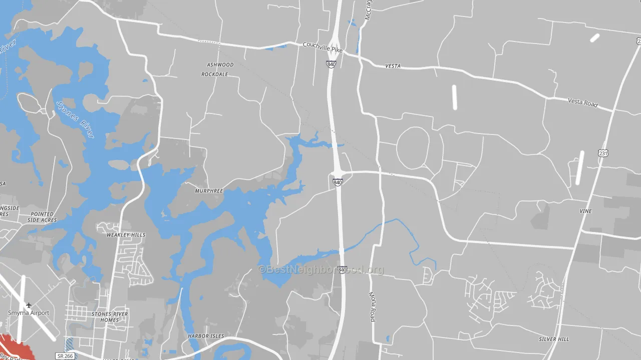 Transit Grade map of Stones River Homes, TN