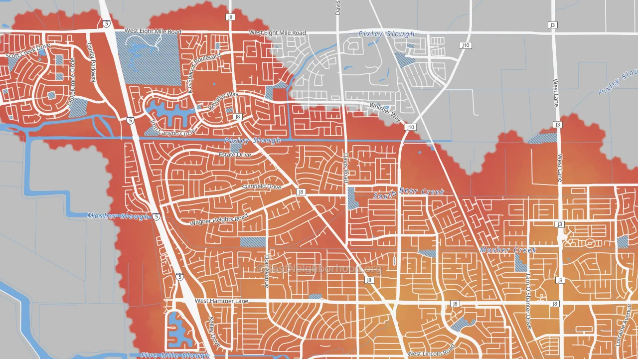 Transit Grade map of Stonewood, Stockton, CA