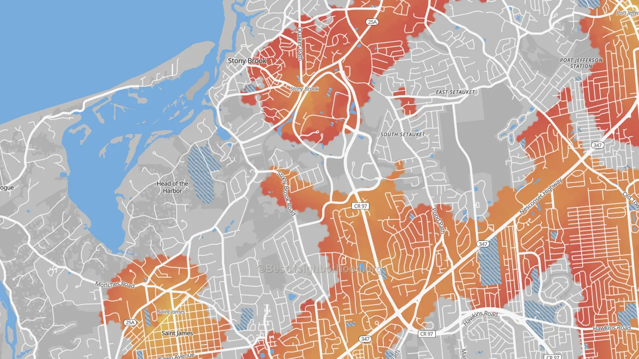 Transit Grade map of Stony Brook, NY