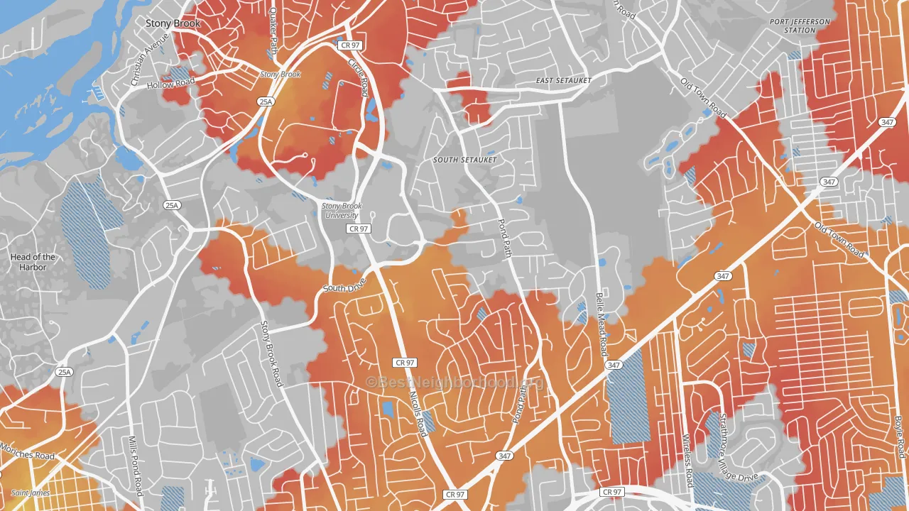 Transit Grade map of Stony Brook University, NY