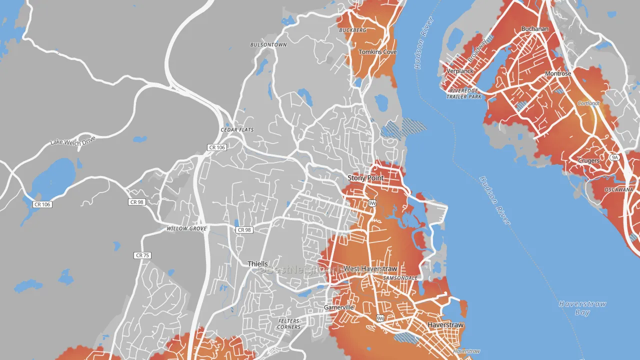 Transit Grade map of Stony Point, NY