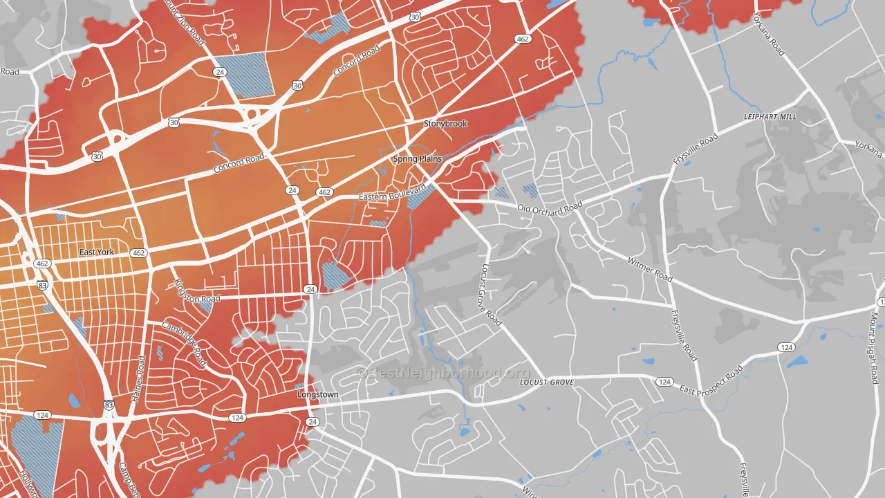 Transit Grade map of Stonybrook-Wilshire, York, PA