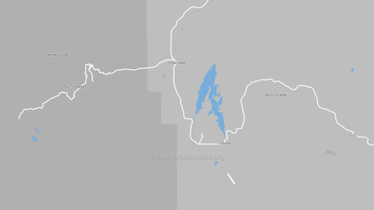 Transit Grade map of Stonyford, CA