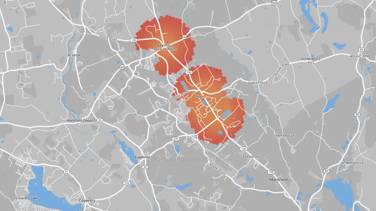 Transit Grade map of Storrs, CT