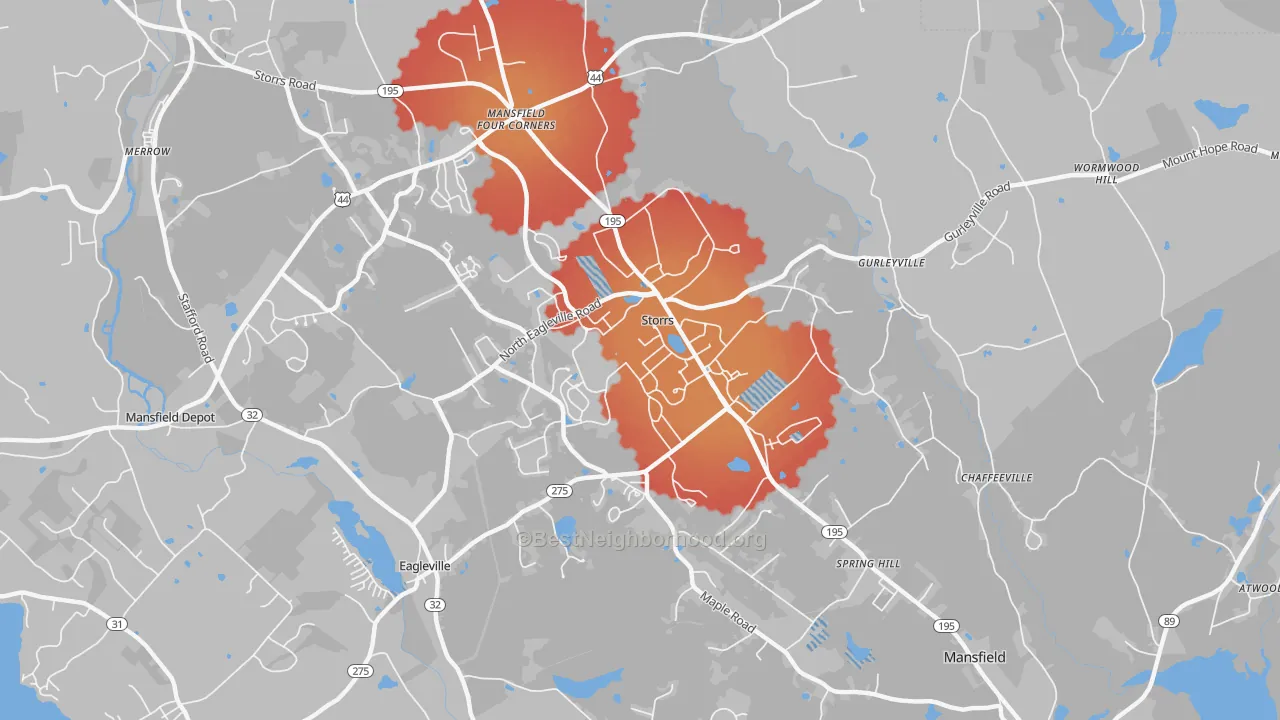 Transit Grade map of Storrs Mansfield, CT