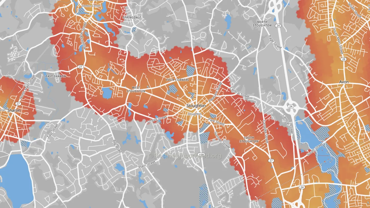 Transit Grade map of Stoughton, MA