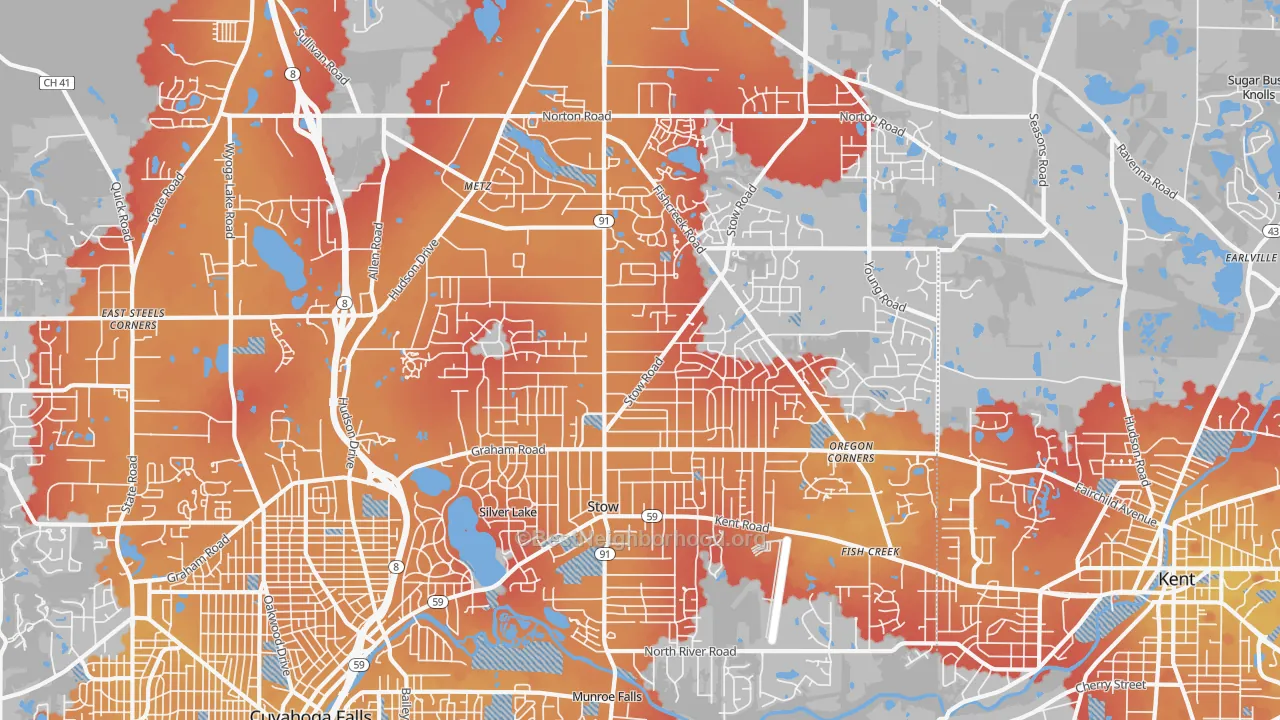 Transit Grade map of Stow, OH