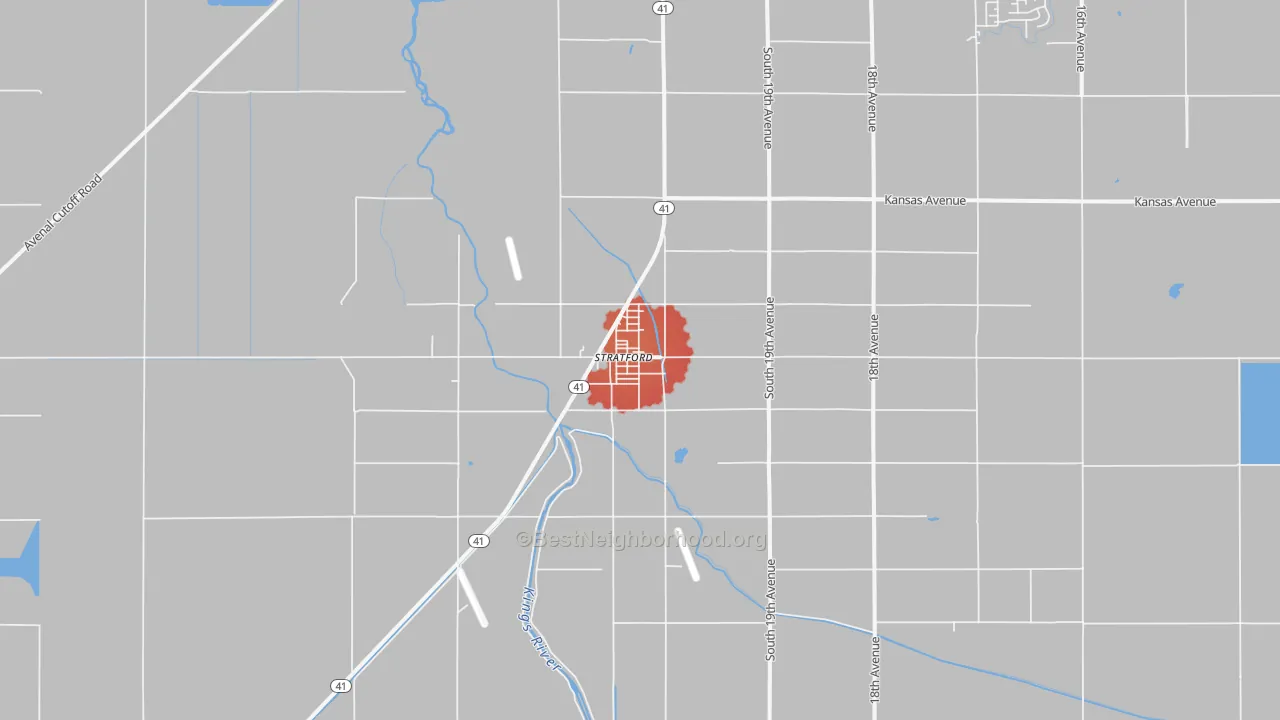 Transit Grade map of Stratford, CA